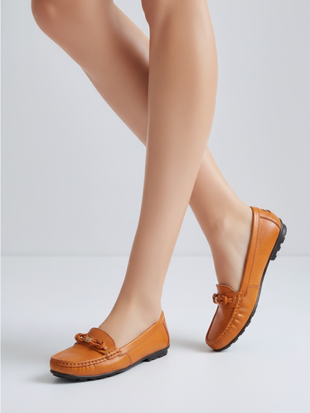 Women’s Tan Moccasin Loafers – Slip-On Comfort